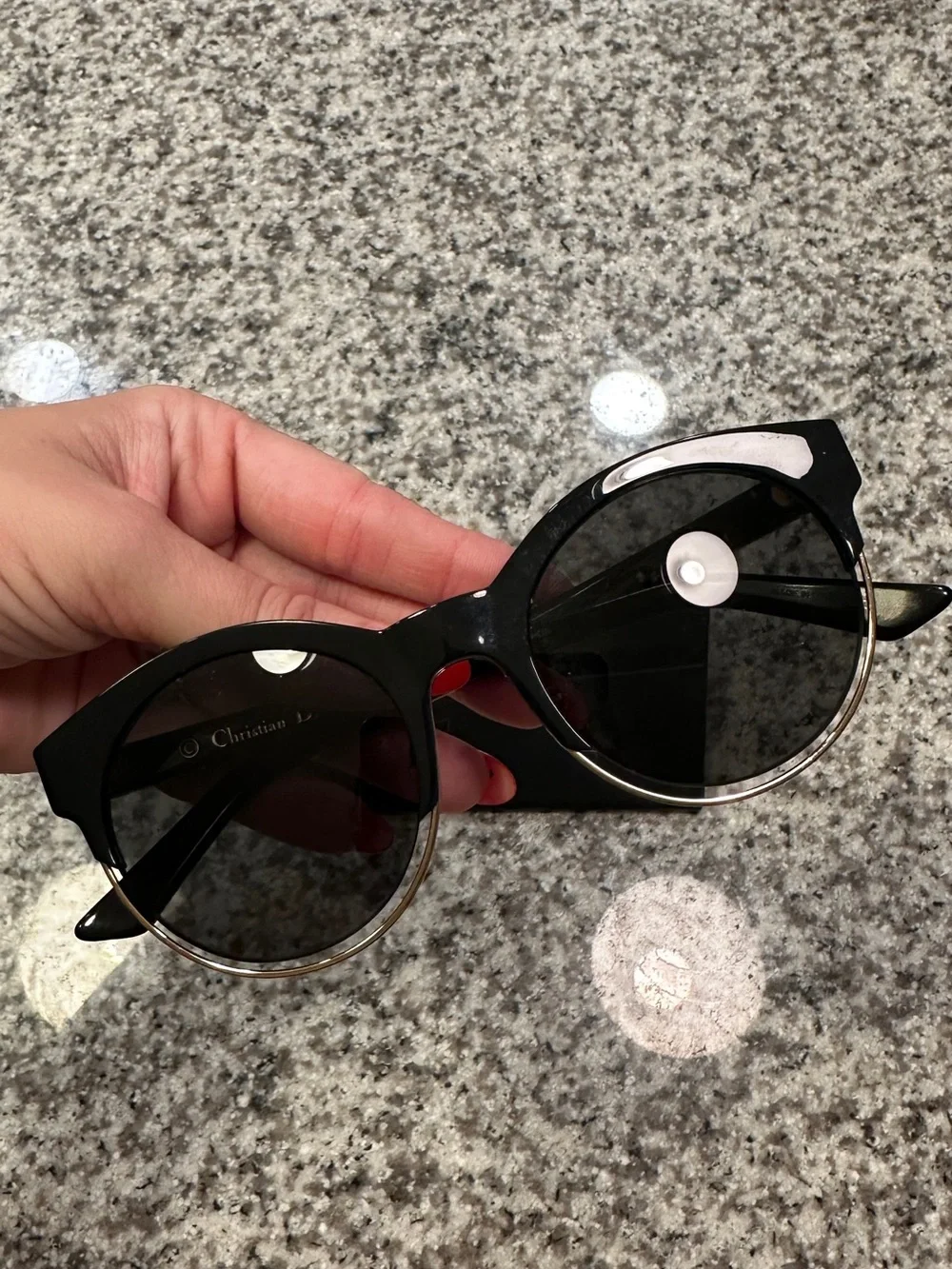 Christian Dior Black Cat-Eye Sunglasses with Case